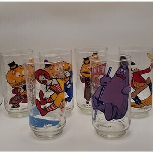 Vintage 1977 McDonaldland Action Series - Complete Set of 6 McDonald's Glasses
